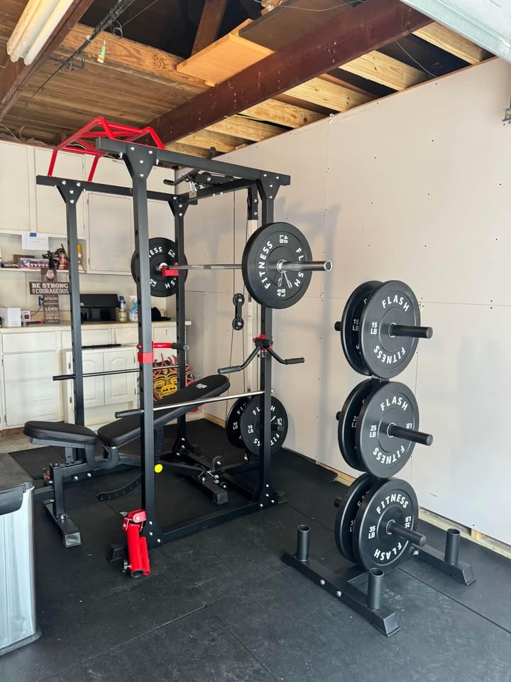 Flash 260lb Rubber Bumper Weight Plate Set