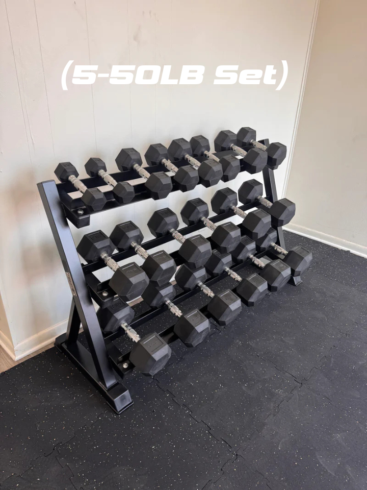 Flash Fitness Rubber Hex Dumbbells