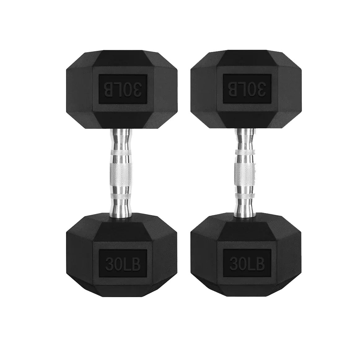 Flash Fitness Rubber Hex Dumbbell Set + Weight Rack Bundle (Local Only)