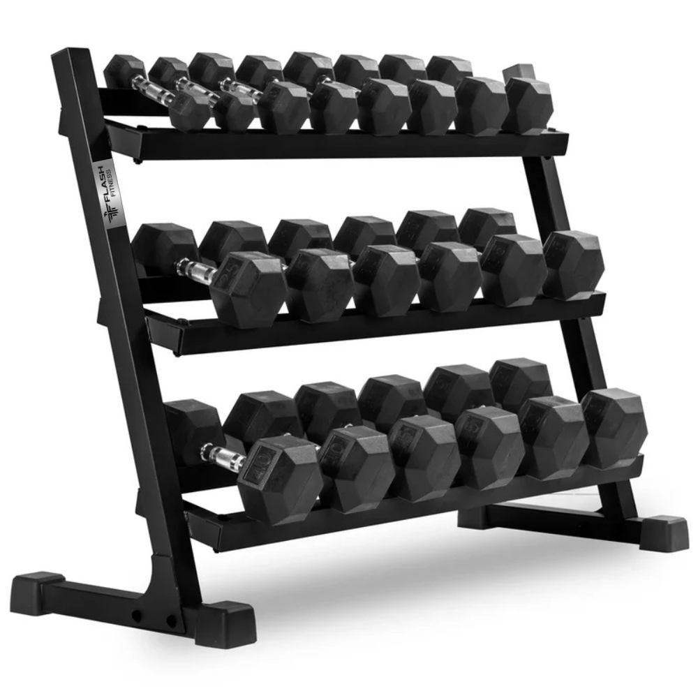 Flash Fitness Rubber Hex Dumbbells