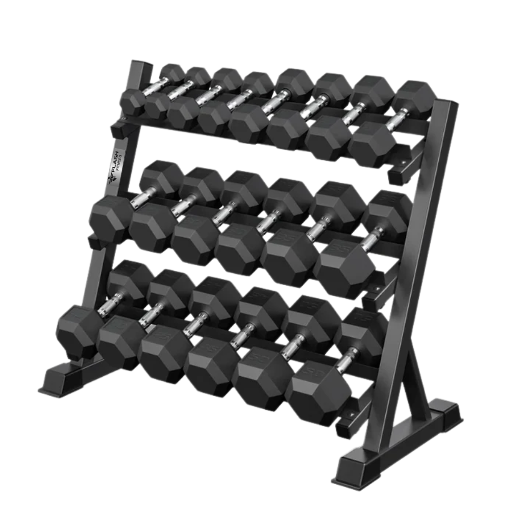 Flash Fitness Rubber Hex Dumbbells