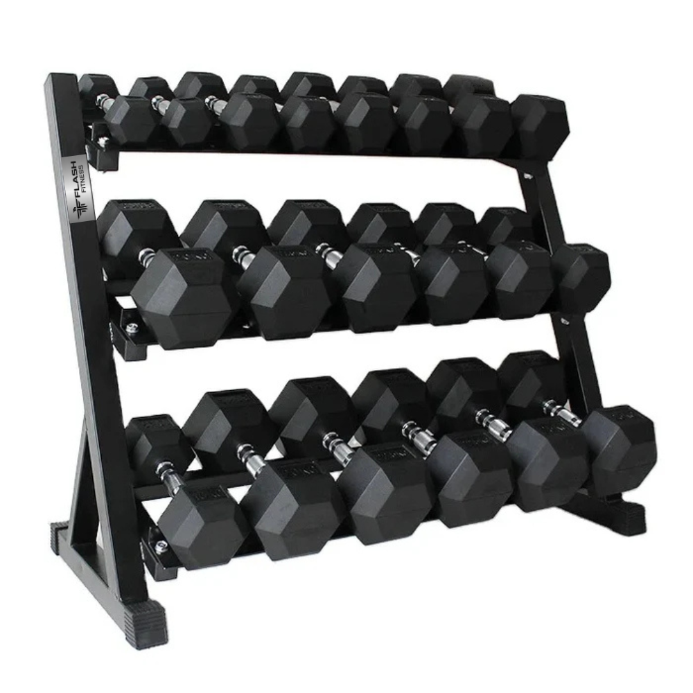 Flash Fitness Rubber Hex Dumbbells